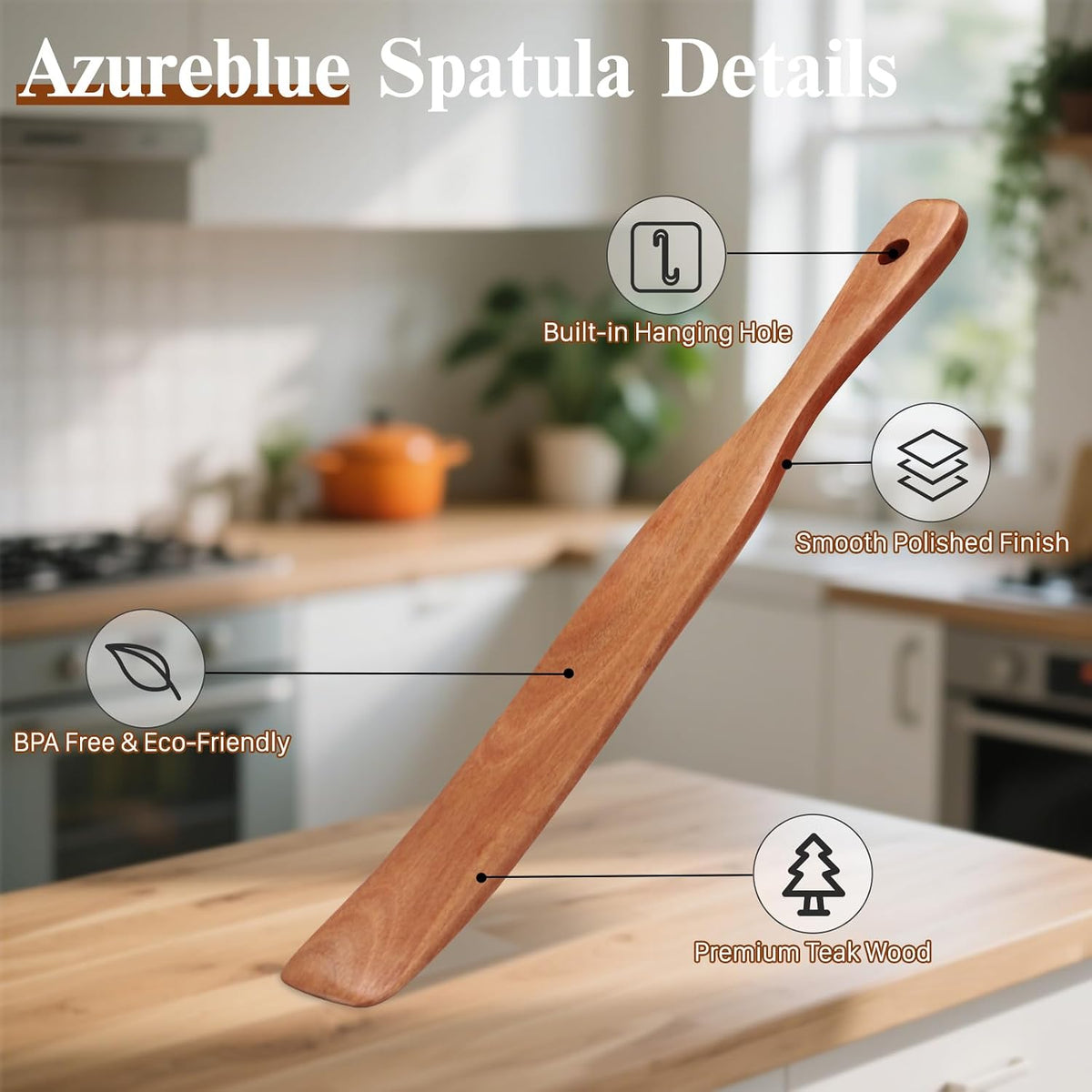2Pcs Skinny Spurtle for Sourdough Starter, Sour Dough Tool, Wooden Spurtles