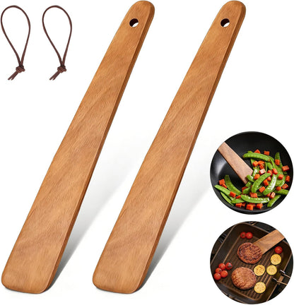 2Pcs Skinny Spurtle for Sourdough Starter, Sour Dough Tool, Wooden Spurtles