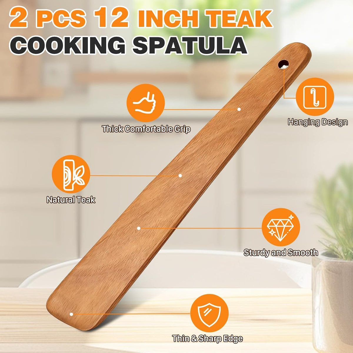 2Pcs Skinny Spurtle for Sourdough Starter, Sour Dough Tool, Wooden Spurtles