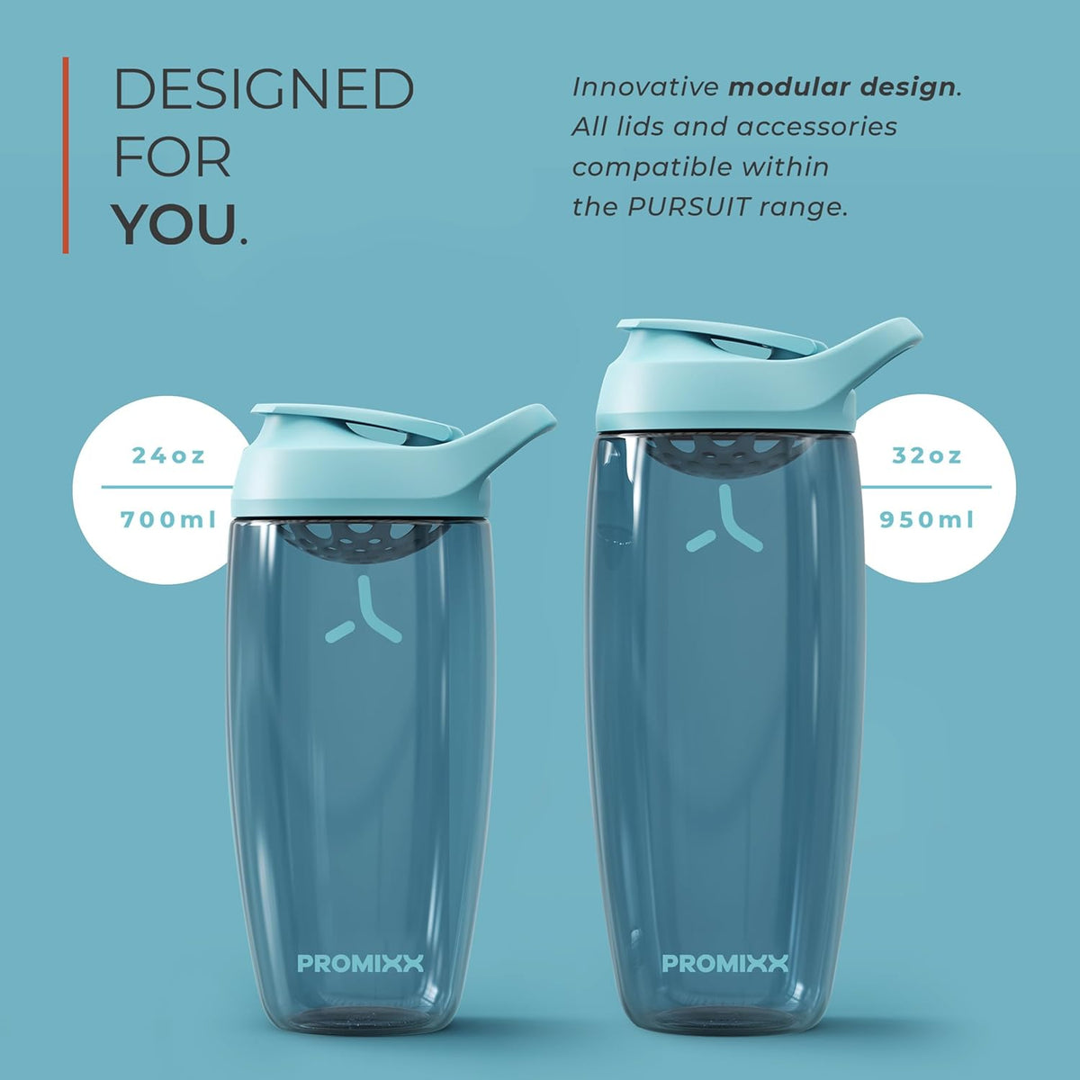 Pursuit Protein Shaker Bottle (32 oz) – Silent No-Ball Mixer, Leak-Proof Lid, BPA/BPS & Phthalate-Free ECOZEN – Easy-Clean Shaker Cup for Protein Shakes, Pre & Post-Workout Smoothies
