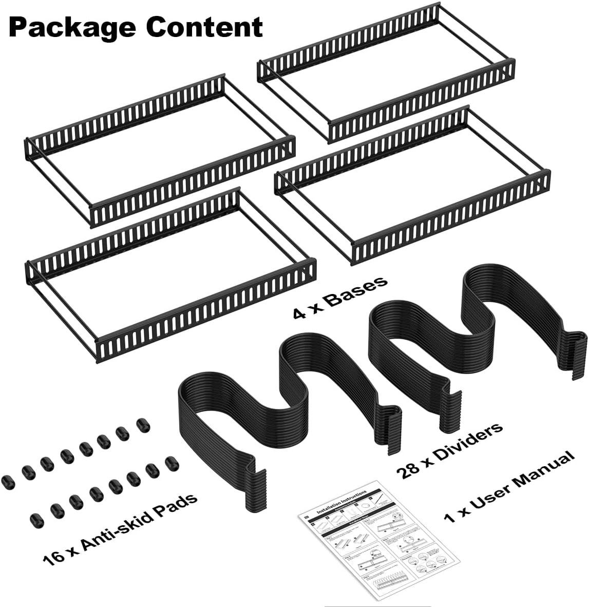 Pot and Pan Lid Organizer Holder Storage Rack, Black | 12"-23" Expandable, 14 Adjustable Dividers, Sturdy Metal Construction, Easy Assembly