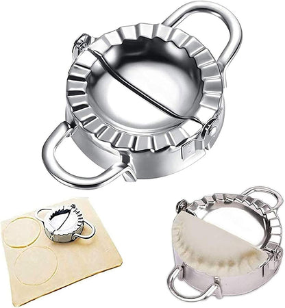 304 Stainless Steel Dumpling Maker, Dough Cutter | Empanada Press with Templates, For Pot Stickers, Ravioli, and More, Includes Dumpling Skin Cutter, Includes Press Pattern
