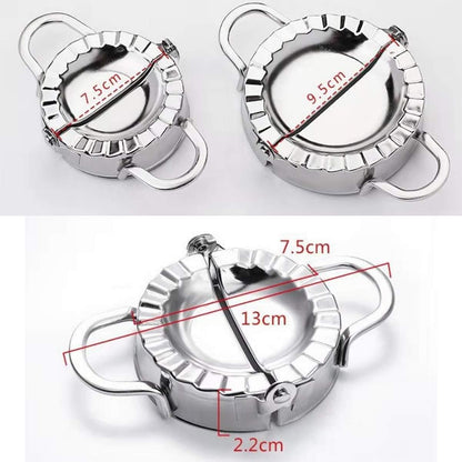 304 Stainless Steel Dumpling Maker, Dough Cutter | Empanada Press with Templates, For Pot Stickers, Ravioli, and More, Includes Dumpling Skin Cutter, Includes Press Pattern