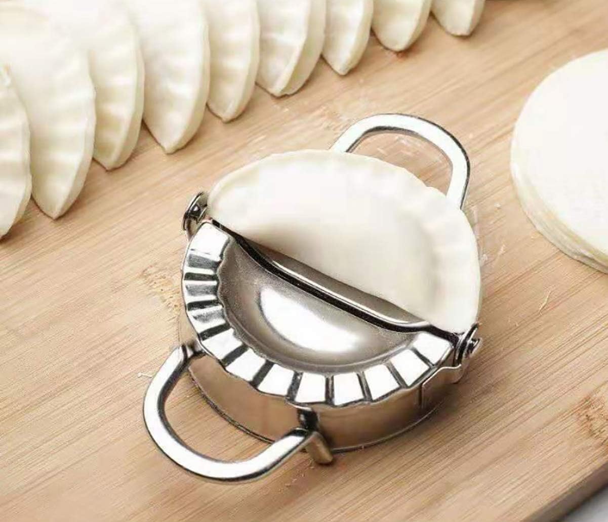 304 Stainless Steel Dumpling Maker, Dough Cutter | Empanada Press with Templates, For Pot Stickers, Ravioli, and More, Includes Dumpling Skin Cutter, Includes Press Pattern