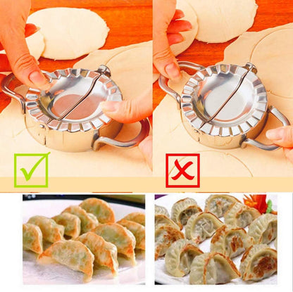 304 Stainless Steel Dumpling Maker, Dough Cutter | Empanada Press with Templates, For Pot Stickers, Ravioli, and More, Includes Dumpling Skin Cutter, Includes Press Pattern