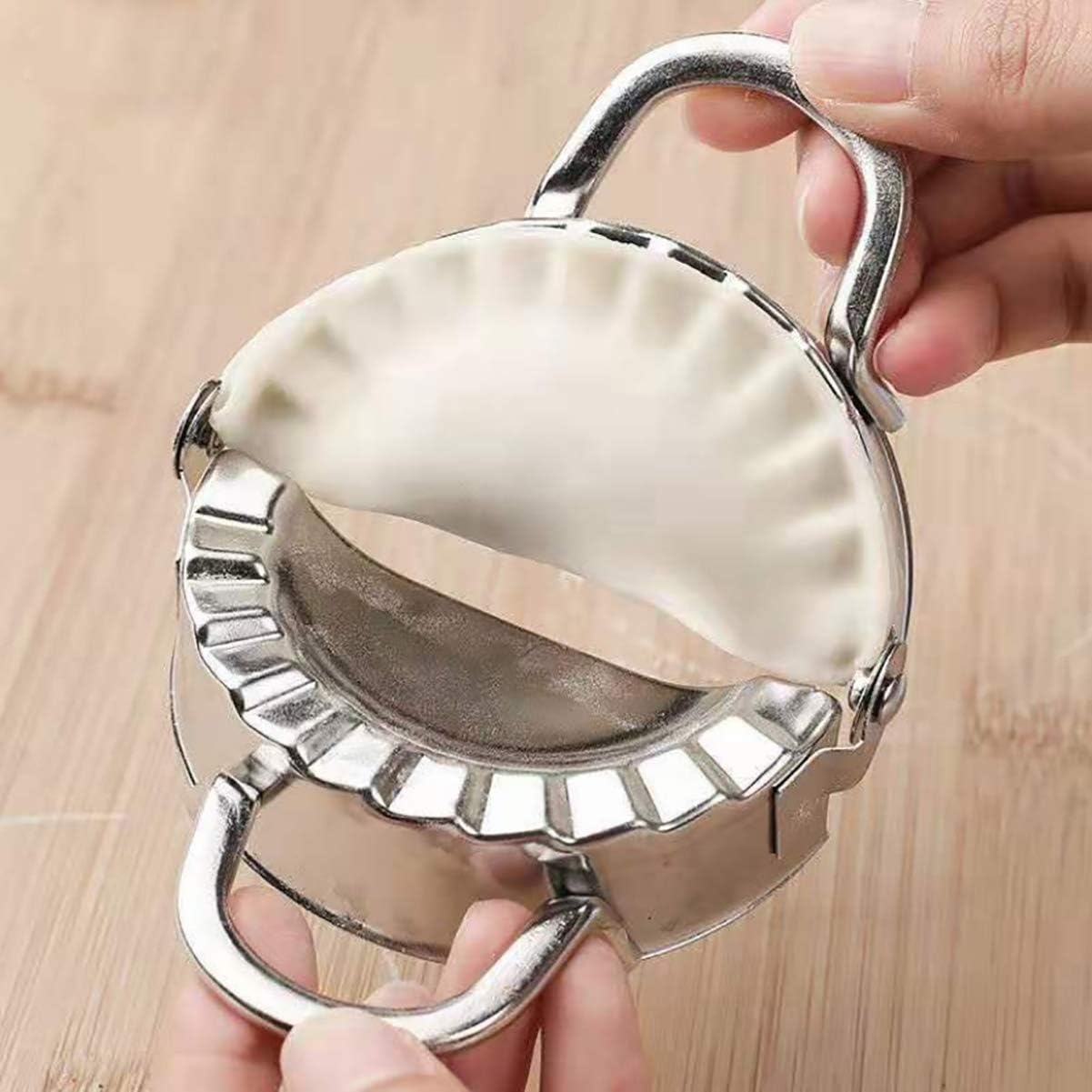 304 Stainless Steel Dumpling Maker, Dough Cutter | Empanada Press with Templates, For Pot Stickers, Ravioli, and More, Includes Dumpling Skin Cutter, Includes Press Pattern