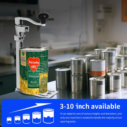 Commercial Can Opener Heavy Duty, 16" Stainless Steel Manual Table Can Opener for #10 Cans up to 10" Tall, Industrial Kitchen Tool with Cast Steel Base & Stainless Steel Blade