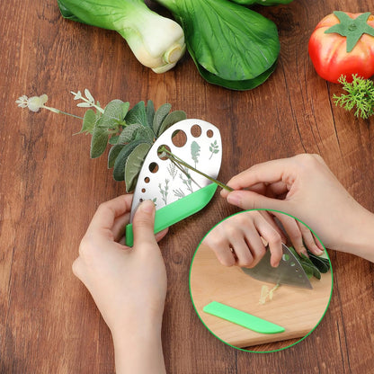 Xindojuz HerbStripper Tool, 9-Hole Stainless Steel HerbCutter Peeler Kitchen HerbsLeaf Stripping Tool, Multi-Purpose Kitchen Gadget for Kale, Collard Greens, Thyme, Rosemary and Basil Stripper