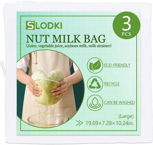 Cheese Cloth Bag For Straining, Nut Milk Bag - Reusable Straining Bags For Nut Milk, Soy Milk, Dumpling Fillings, And More (3, S) (3, L)