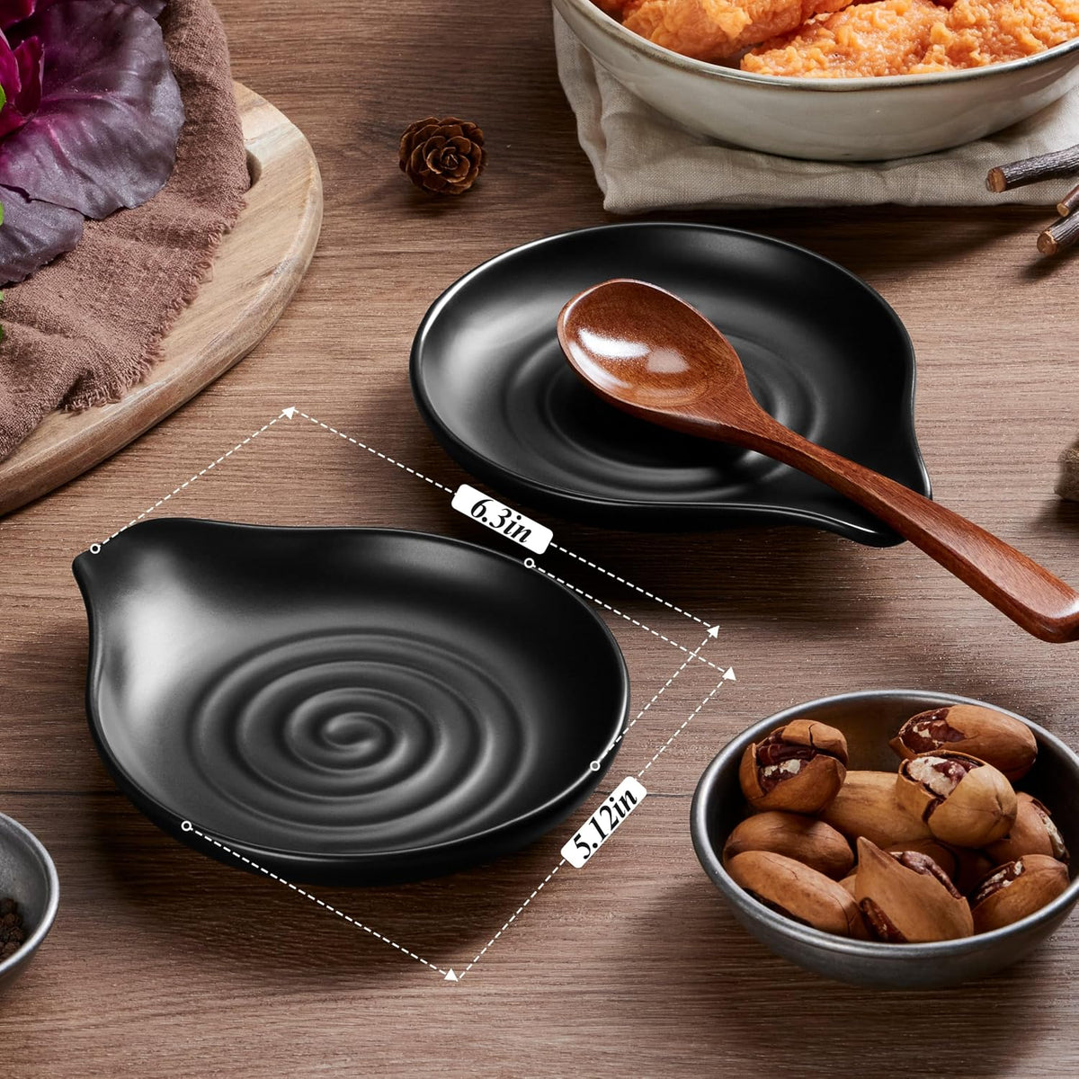 Spoon Rest for Stove Top, 5.1" Ceramic Coffee Spoon Holder, Ink Blue