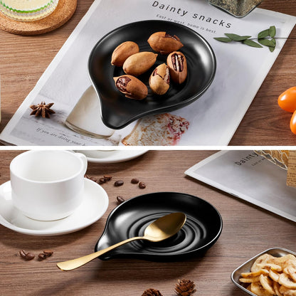 Spoon Rest for Stove Top, 5.1" Ceramic Coffee Spoon Holder, Ink Blue