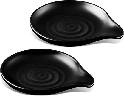Spoon Rest for Stove Top, 5.1" Ceramic Coffee Spoon Holder, Ink Blue