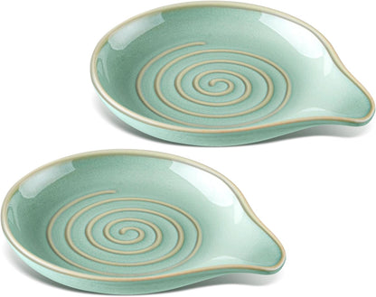 Spoon Rest for Stove Top, 5.1" Ceramic Coffee Spoon Holder, Ink Blue
