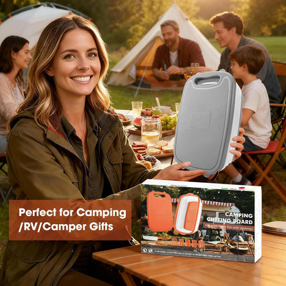 Camping Cutting Board, 9-in-1 Collapsible Chopping Board with Colander, Outdoor-Kitchen Vegetable Washing Basket for Campers, Camping Gifts Camping Accessories for RV Campers (Gray)