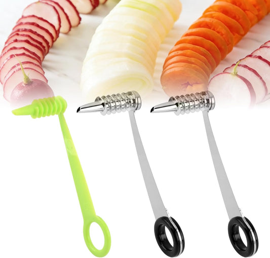 3pcs Piranha Spiral Cutter,Egg Spiral Slicer for Boiled Eggs Kitchen Tool | Stainless Steel Spiral Cutter for Potato,Tomato,Vegetables,Cucumbers and Carrots