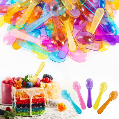 MAQIHAN Mini Spoons - 100PCS Disposable Plastic Tasting Spoons