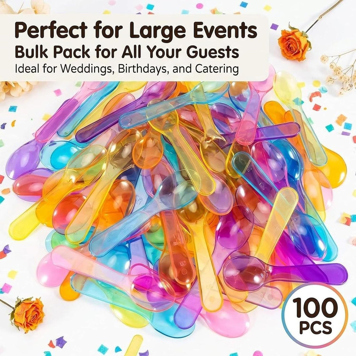MAQIHAN Mini Spoons - 100PCS Disposable Plastic Tasting Spoons