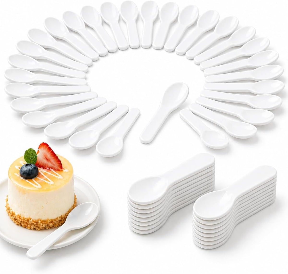 MAQIHAN Mini Spoons - 100PCS Disposable Plastic Tasting Spoons