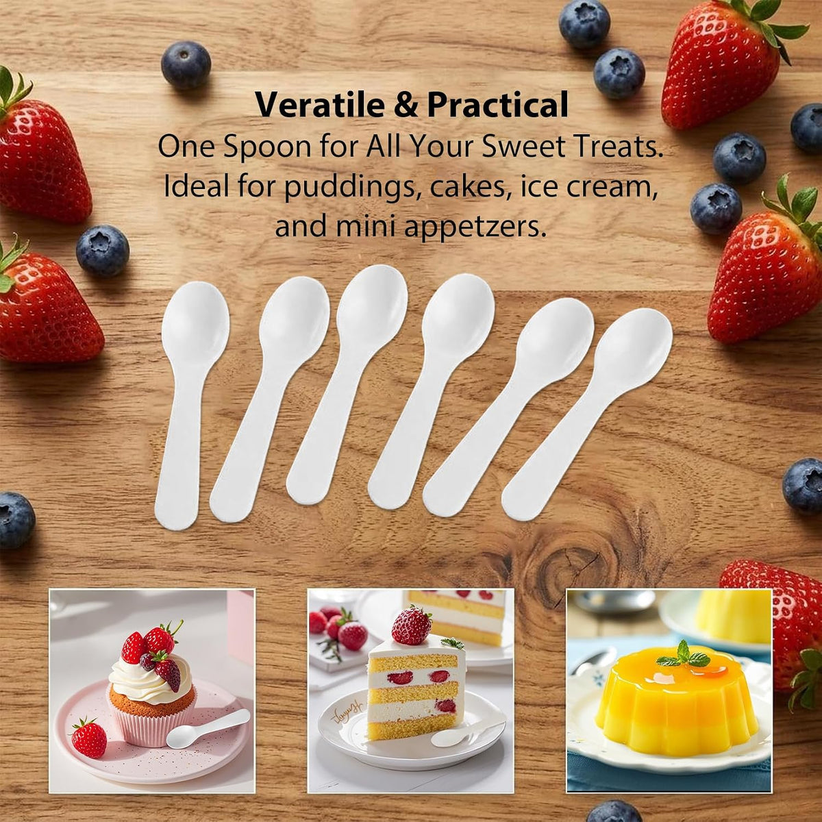 MAQIHAN Mini Spoons - 100PCS Disposable Plastic Tasting Spoons