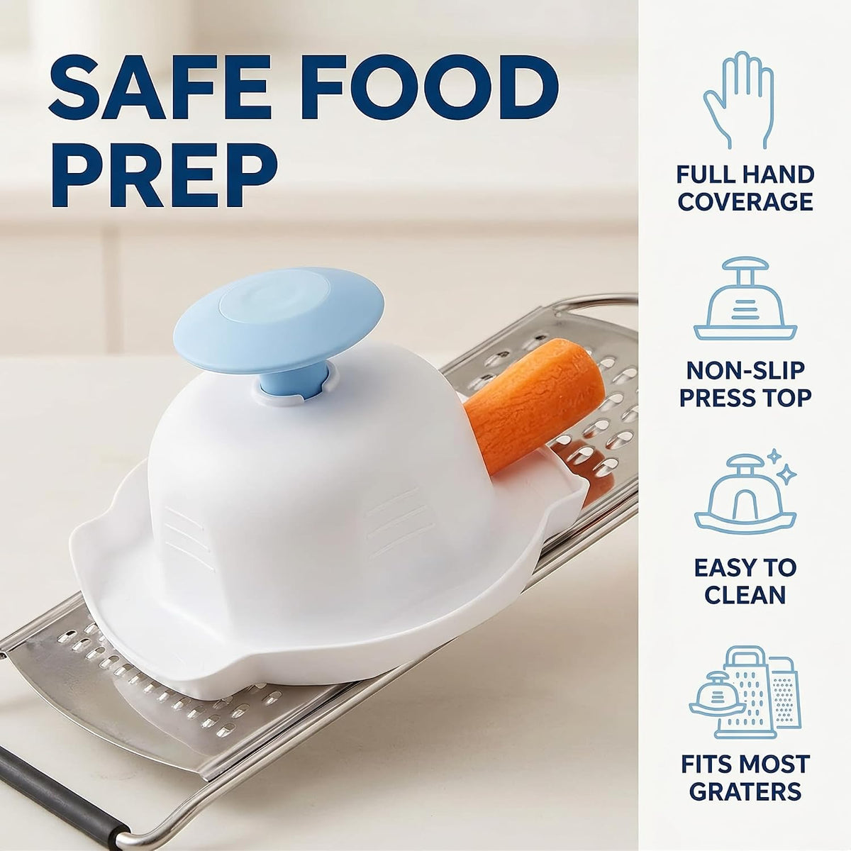 Blue Food Safety Holder for Mandolin Slicer,Peelers and Slicers,Finger Anti-Cut Protectors for Vegetable Grater, Food Slicer Cutter Finger Guard for Mandoline Slicer Grater Kitchen Utensils