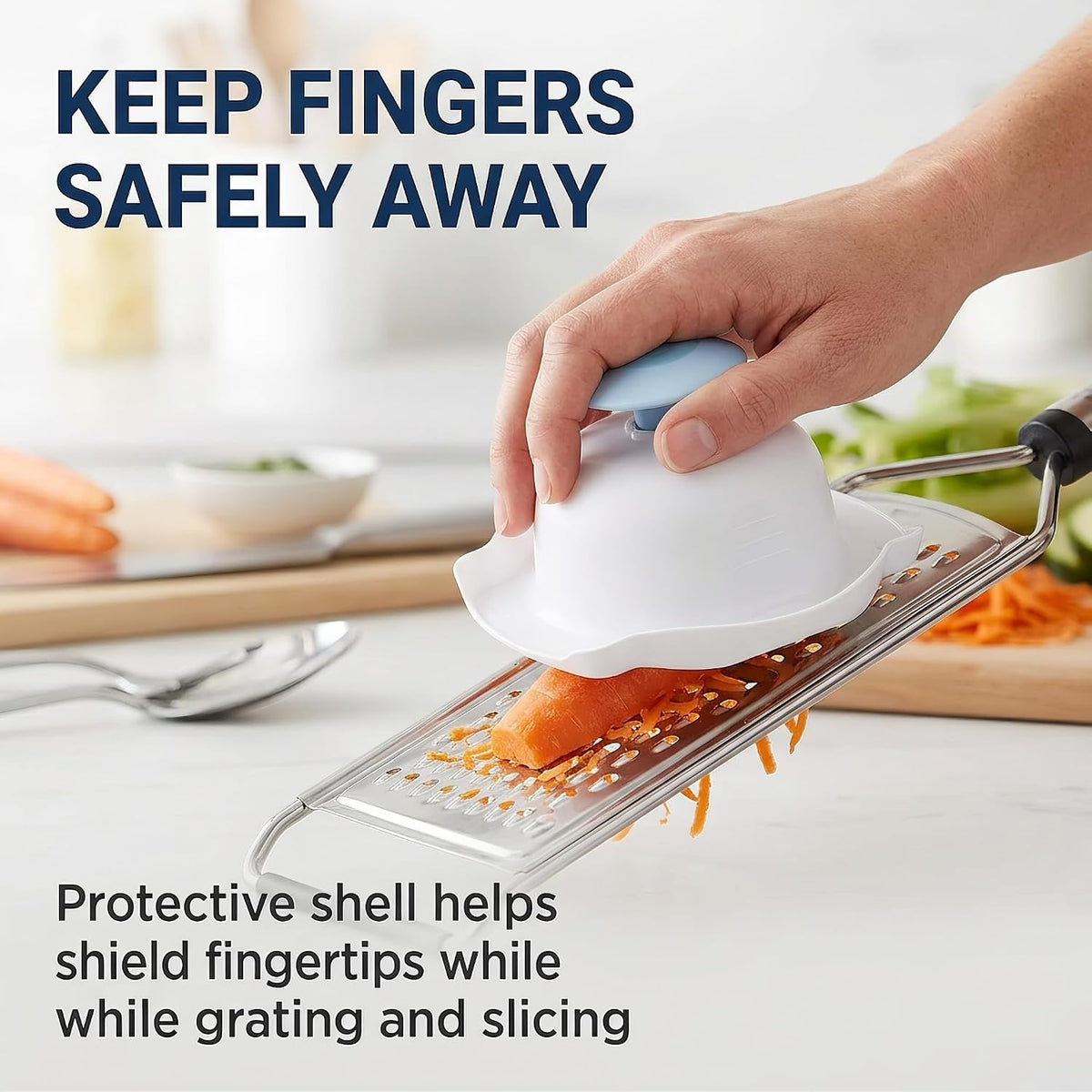 Blue Food Safety Holder for Mandolin Slicer,Peelers and Slicers,Finger Anti-Cut Protectors for Vegetable Grater, Food Slicer Cutter Finger Guard for Mandoline Slicer Grater Kitchen Utensils