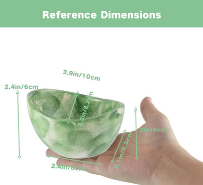 Pottery Herb Stripper Bowl,Handmade Imitation Ceramic Kitchen Tool with Tweezers Handmade Herbs Stripper Tool for Dishwasher and Microwave