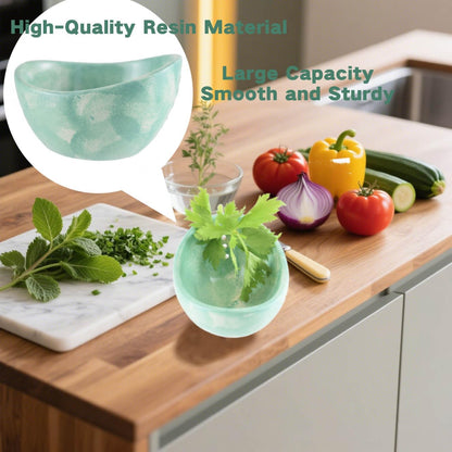 Pottery Herb Stripper Bowl,Handmade Imitation Ceramic Kitchen Tool with Tweezers Handmade Herbs Stripper Tool for Dishwasher and Microwave