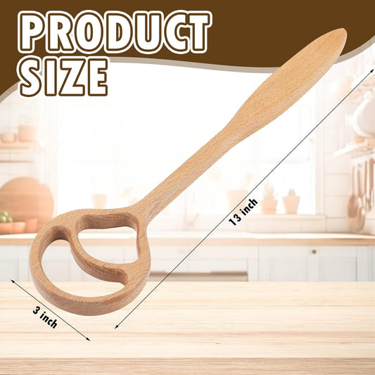 2 Pack 13 Inch Wooden Danish Dough Whisk 2 Hole Sourdough Bread Mixing Supplies Personalized Dutch Whisk for Pizza Pastry Cake Egg Batter Baking