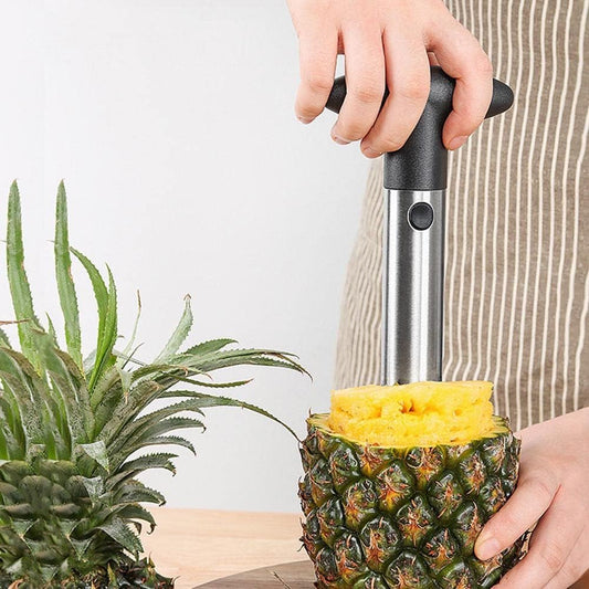 Pineapple Corer and Slicer – Stainless Steel Pineapple Cutter with Thick Sharp Blade and Ergonomic Handle – Easy to Use Pineapple Core Remover Tool for Perfect Fruit Rings (Black)