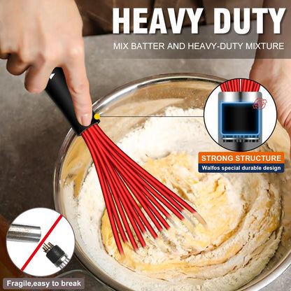 Whisk, Silicone Whisk Heat Resistant (480°F) Kitchen Whisks Set of 4- Professional Whisks For Cooking Non Scratch, Balloon Egg Whisk Perfect for Frothing, Blending, Beating