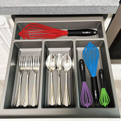 Whisk, Silicone Whisk Heat Resistant (480°F) Kitchen Whisks Set of 4- Professional Whisks For Cooking Non Scratch, Balloon Egg Whisk Perfect for Frothing, Blending, Beating