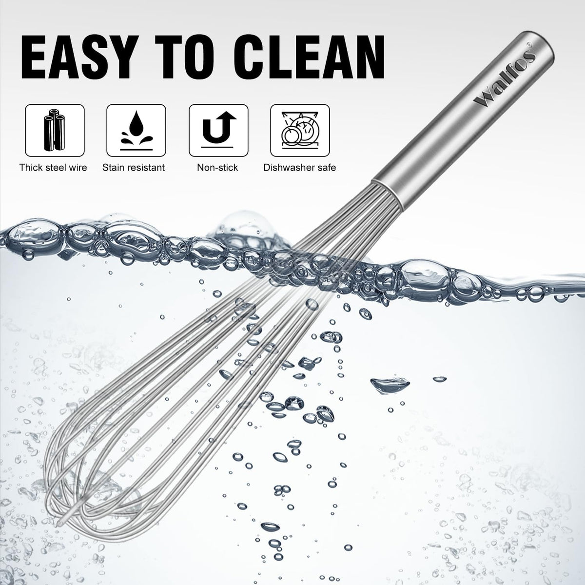 Whisk, Silicone Whisk Heat Resistant (480°F) Kitchen Whisks Set of 4- Professional Whisks For Cooking Non Scratch, Balloon Egg Whisk Perfect for Frothing, Blending, Beating