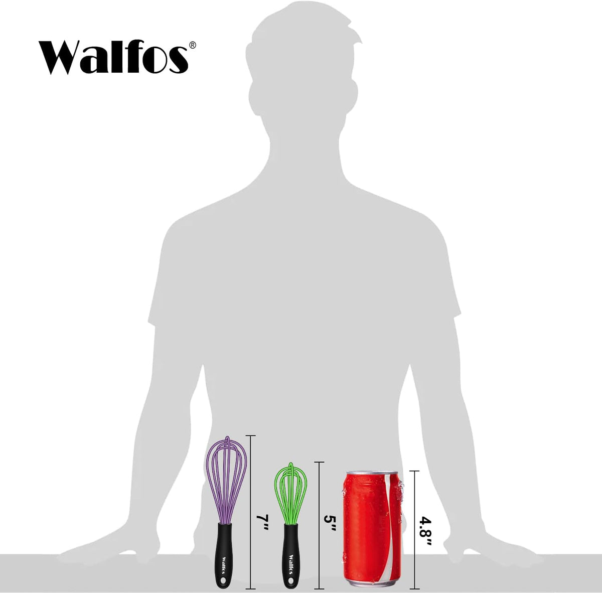 Whisk, Silicone Whisk Heat Resistant (480°F) Kitchen Whisks Set of 4- Professional Whisks For Cooking Non Scratch, Balloon Egg Whisk Perfect for Frothing, Blending, Beating