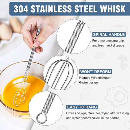 Whisk, Silicone Whisk Heat Resistant (480°F) Kitchen Whisks Set of 4- Professional Whisks For Cooking Non Scratch, Balloon Egg Whisk Perfect for Frothing, Blending, Beating