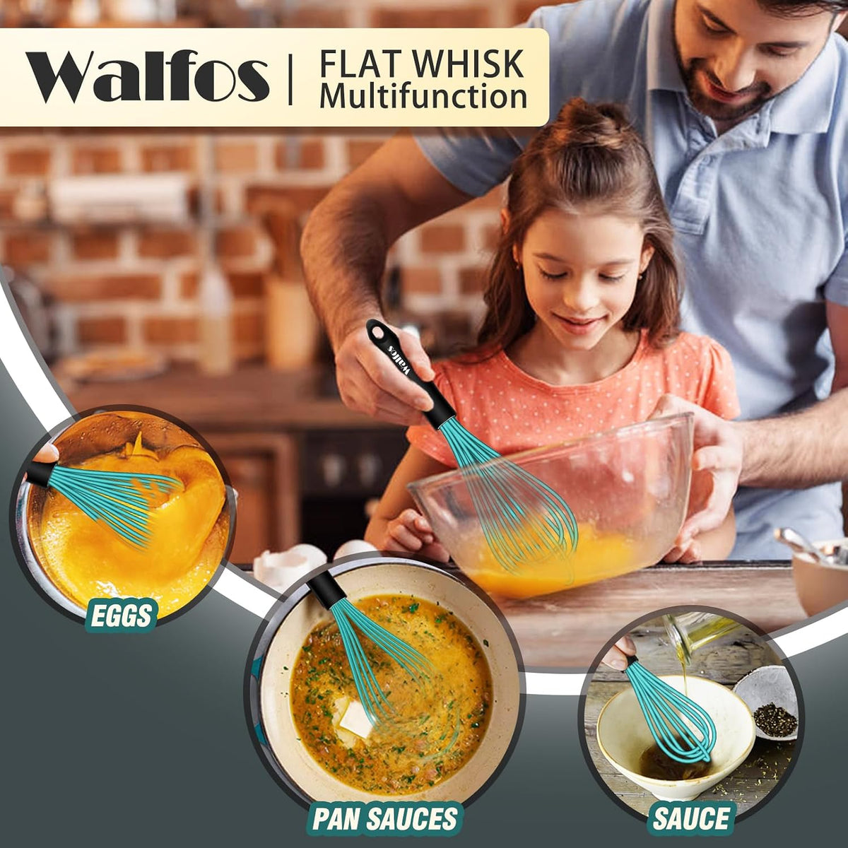 Whisk, Silicone Whisk Heat Resistant (480°F) Kitchen Whisks Set of 4- Professional Whisks For Cooking Non Scratch, Balloon Egg Whisk Perfect for Frothing, Blending, Beating