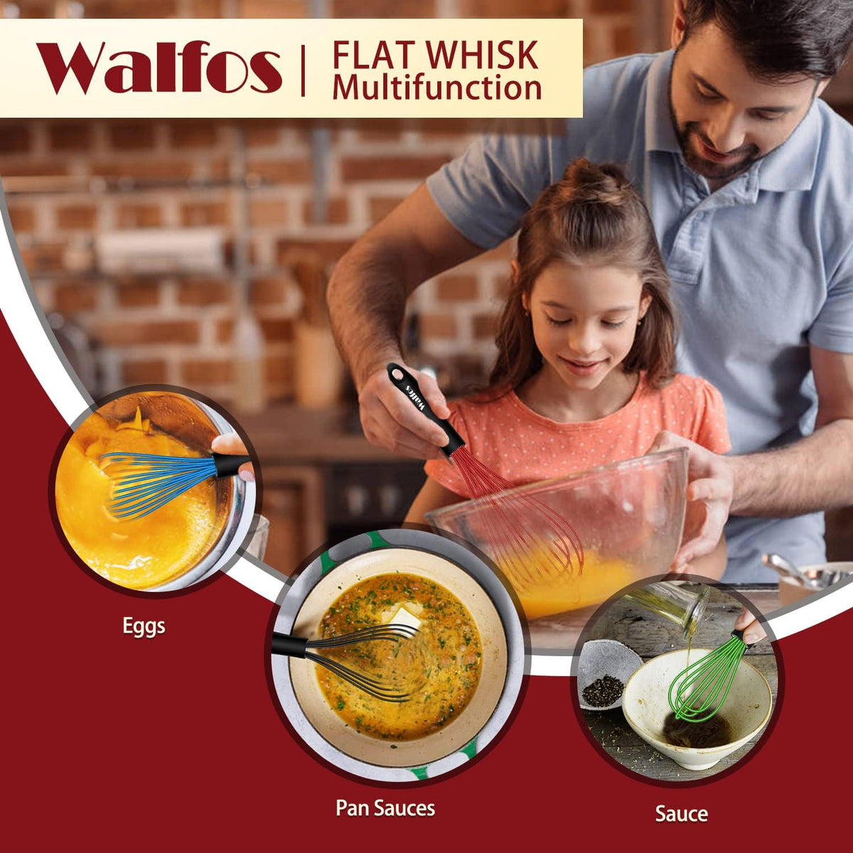 Whisk, Silicone Whisk Heat Resistant (480°F) Kitchen Whisks Set of 4- Professional Whisks For Cooking Non Scratch, Balloon Egg Whisk Perfect for Frothing, Blending, Beating