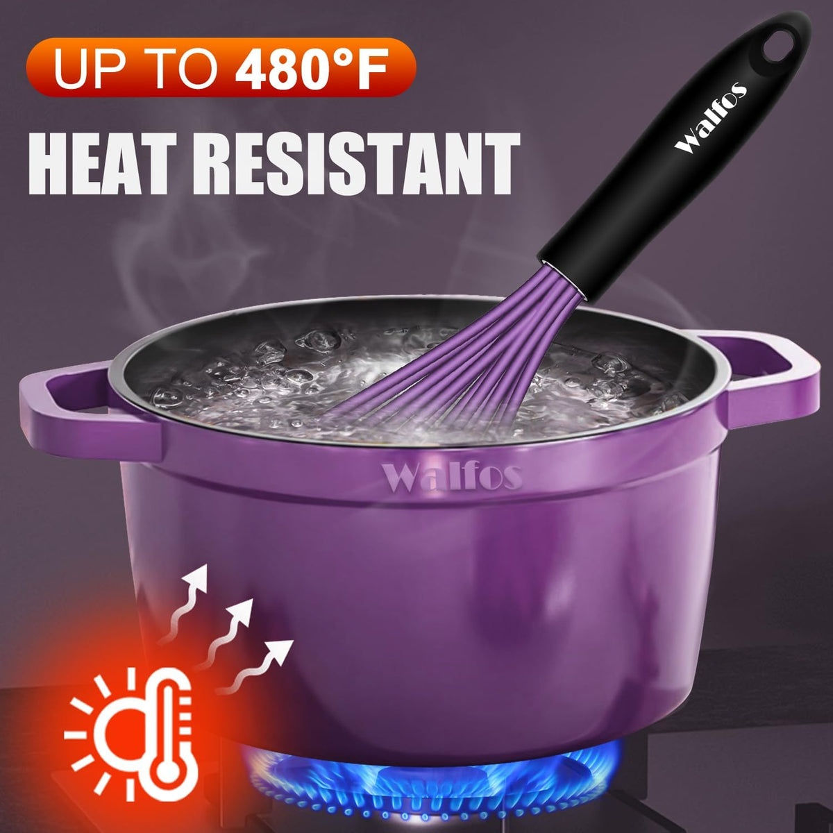 Whisk, Silicone Whisk Heat Resistant (480°F) Kitchen Whisks Set of 4- Professional Whisks For Cooking Non Scratch, Balloon Egg Whisk Perfect for Frothing, Blending, Beating