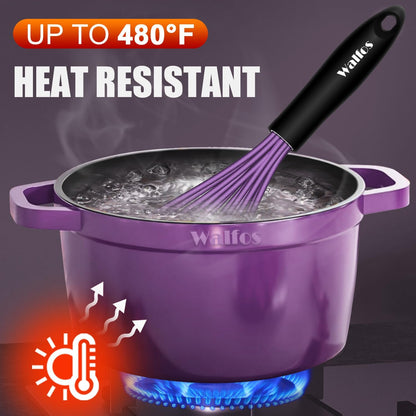 Whisk, Silicone Whisk Heat Resistant (480°F) Kitchen Whisks Set of 4- Professional Whisks For Cooking Non Scratch, Balloon Egg Whisk Perfect for Frothing, Blending, Beating