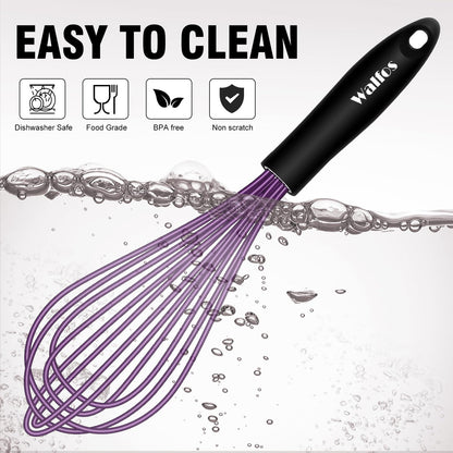 Whisk, Silicone Whisk Heat Resistant (480°F) Kitchen Whisks Set of 4- Professional Whisks For Cooking Non Scratch, Balloon Egg Whisk Perfect for Frothing, Blending, Beating