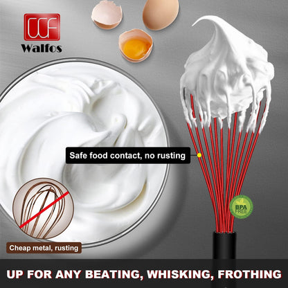 Whisk, Silicone Whisk Heat Resistant (480°F) Kitchen Whisks Set of 4- Professional Whisks For Cooking Non Scratch, Balloon Egg Whisk Perfect for Frothing, Blending, Beating