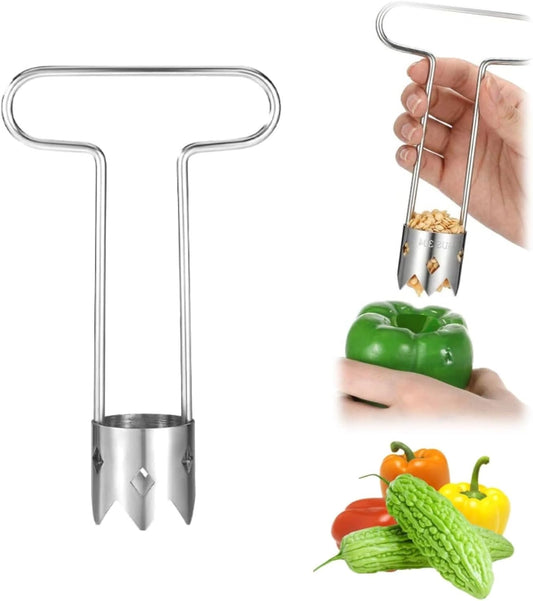 Red Bell Pepper Seed Corer, 2026 New Stainless Steel Fruite Corer, Designed for a Wide Range of Fruits and Vegetables, Kitchen Gadget for Removing Fruit & Vegetable Cores (1pcs)