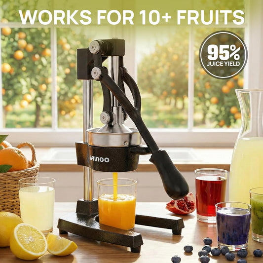 Cast Iron Juicer, Heavy Duty Manual Citrus Juicer | Manual Juicer Hand Press Squeezer Easy To Clean For Lemon,Orange,Perfect For Home, Juice Lovers & Health Enthusiasts（Black)