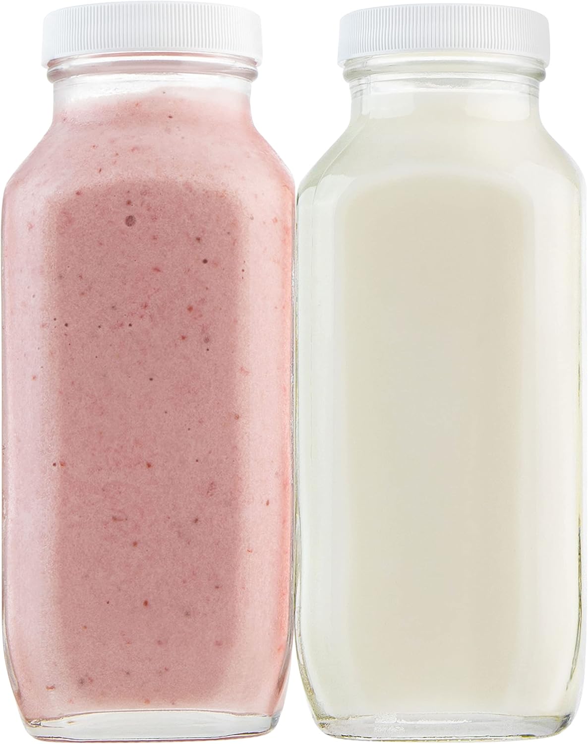 16 oz Glass Milk Bottle with Lid - Glass Jars with Airtight Lid used for Milk Container, Yogurt, Smoothies, Juice, Kefir, & Water -2 Pack 16 oz Glass Bottles with Lids