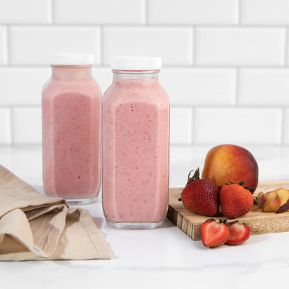 16 oz Glass Milk Bottle with Lid - Glass Jars with Airtight Lid used for Milk Container, Yogurt, Smoothies, Juice, Kefir, & Water -2 Pack 16 oz Glass Bottles with Lids