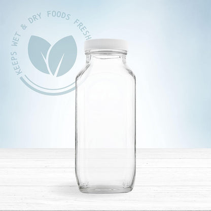 16 oz Glass Milk Bottle with Lid - Glass Jars with Airtight Lid used for Milk Container, Yogurt, Smoothies, Juice, Kefir, & Water -2 Pack 16 oz Glass Bottles with Lids