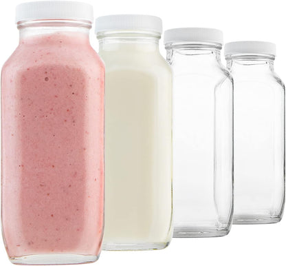 16 oz Glass Milk Bottle with Lid - Glass Jars with Airtight Lid used for Milk Container, Yogurt, Smoothies, Juice, Kefir, & Water -2 Pack 16 oz Glass Bottles with Lids
