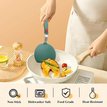 Silicone Spatula Turner Set of 2, Heat Resistant Pancake Spatulas for Nonstick Cookware Pan, Wide Slotted Cooking Spatula for Omelette Egg Fish, Thin Flexible for Kitchen Use, Dishwasher Safe