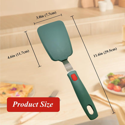 Silicone Spatula Turner Set of 2, Heat Resistant Pancake Spatulas for Nonstick Cookware Pan, Wide Slotted Cooking Spatula for Omelette Egg Fish, Thin Flexible for Kitchen Use, Dishwasher Safe