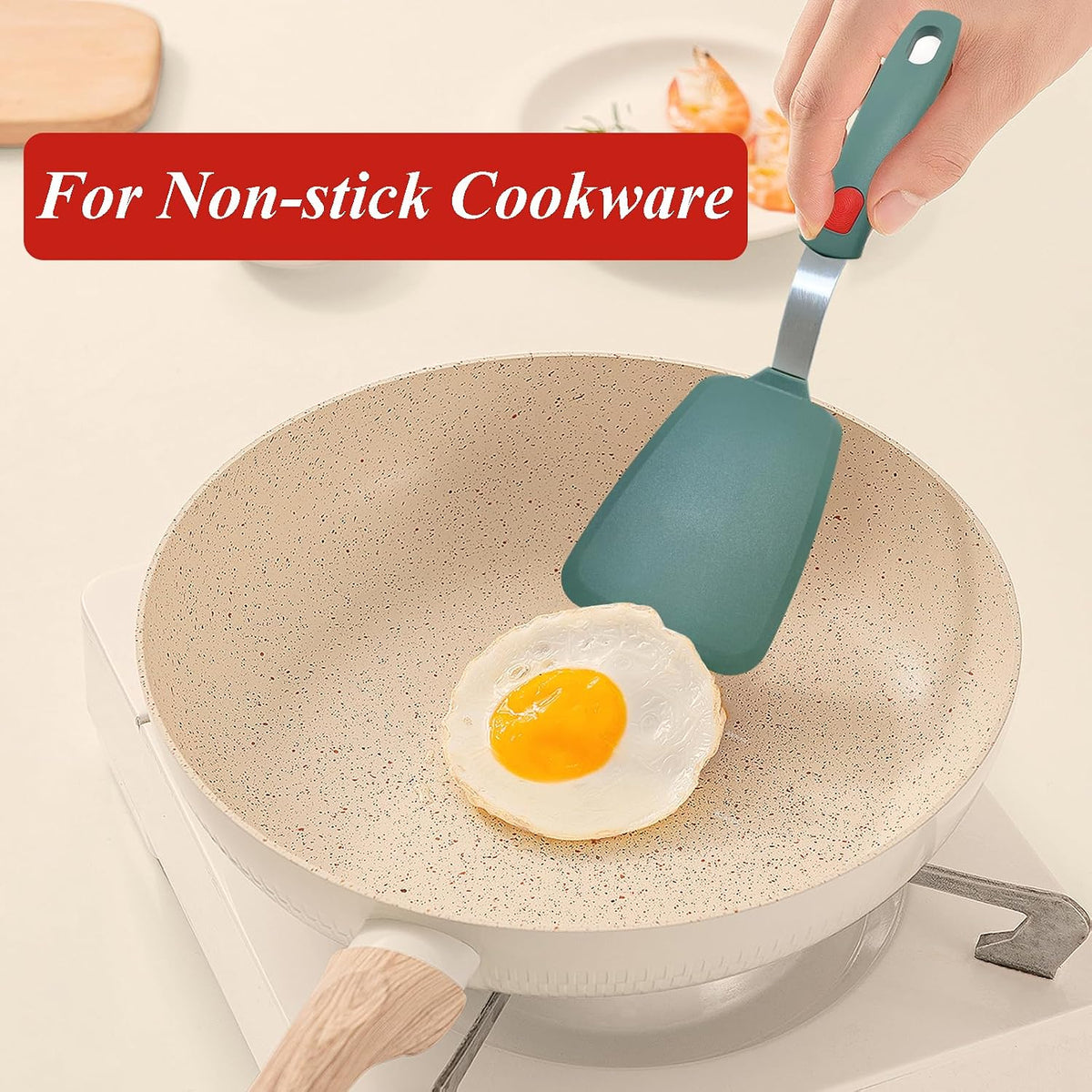 Silicone Spatula Turner Set of 2, Heat Resistant Pancake Spatulas for Nonstick Cookware Pan, Wide Slotted Cooking Spatula for Omelette Egg Fish, Thin Flexible for Kitchen Use, Dishwasher Safe