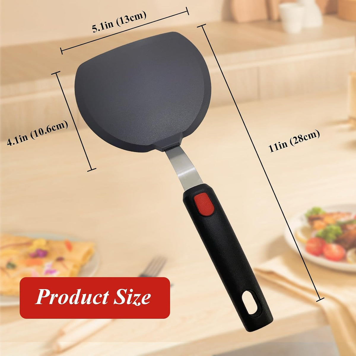 Silicone Spatula Turner Set of 2, Heat Resistant Pancake Spatulas for Nonstick Cookware Pan, Wide Slotted Cooking Spatula for Omelette Egg Fish, Thin Flexible for Kitchen Use, Dishwasher Safe